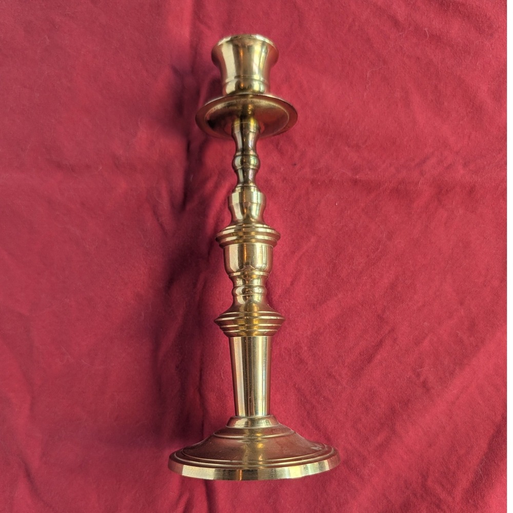 Brass Taper Candlestick Holder 8" Inch Gold Tone Spindle Made in Japan VTG
